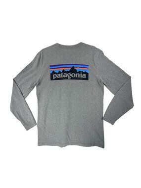 Patagonia Long Sleeve Responsibili-Tee Shirt Gray M Mens Logo Front Back